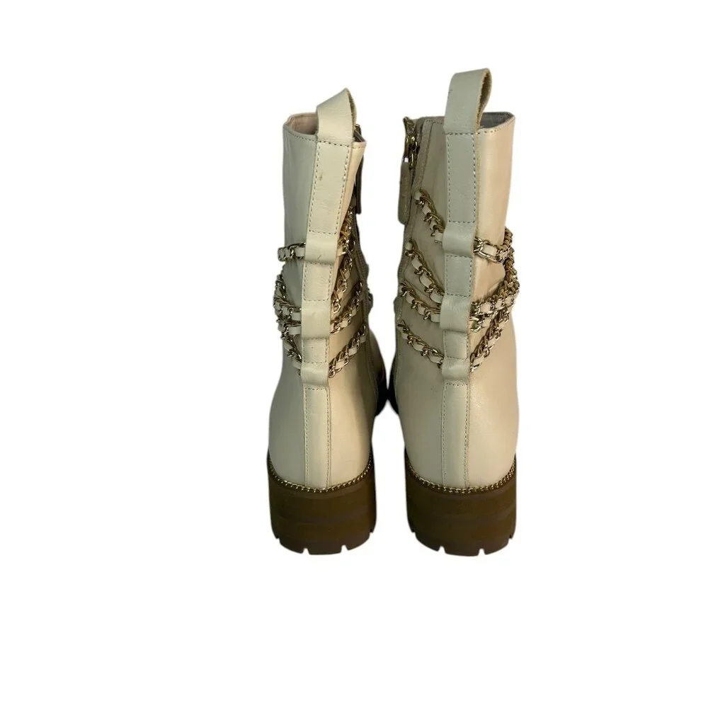Cecelia Womens  New York Leather Chain Mid Boots New Nude size 11 - Picture 3 of 8